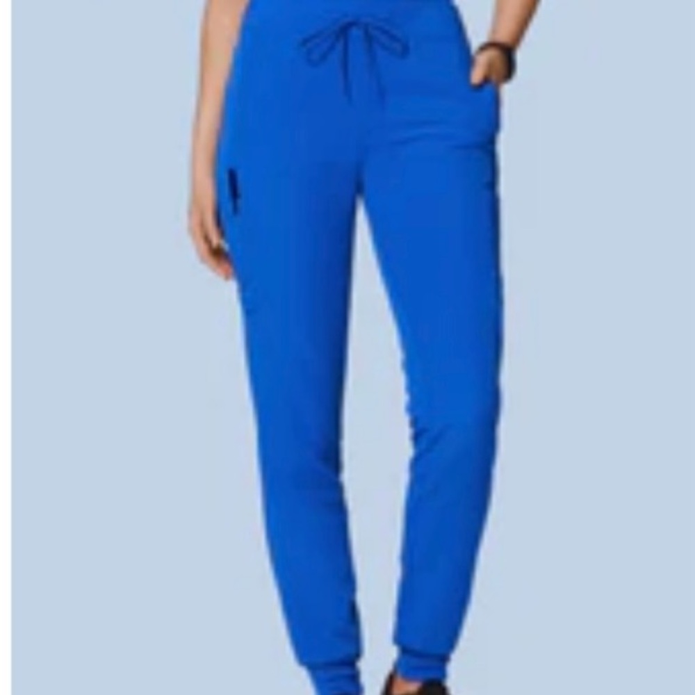 Royal blue high waisted Mandala brand jogger scrub set